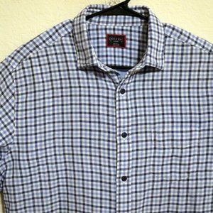 UNTUCKit Shirt Mens Large Long Sleeve Front Button White Blue Stripes